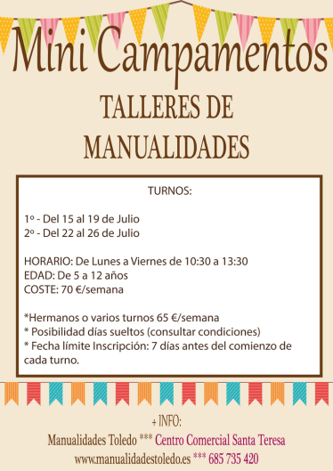 Ayuntamiento de Toledo MANUALIDADES TOLEDO – MONOGRÁFICO ADULTOS